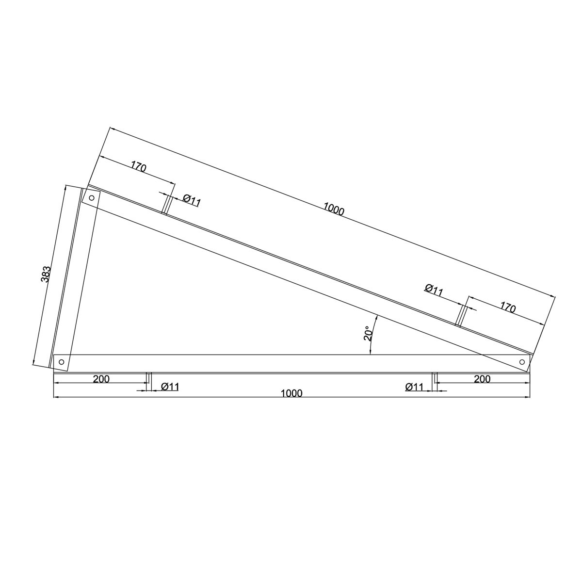 Mounting triangle 20 degrees horizontal