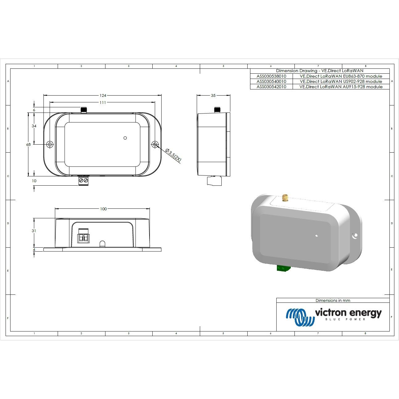 LoRaWAN communication module US902-928 Victron Energy