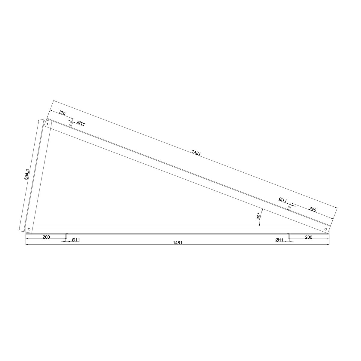 Mounting triangle 20 degrees vertical