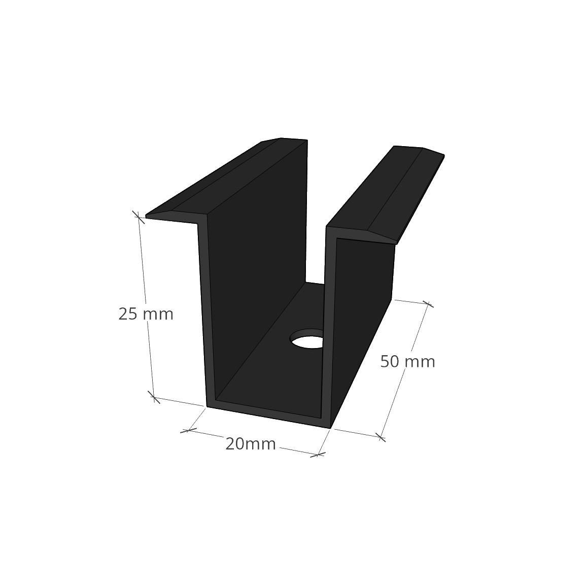 Middle bracket black 50 mm