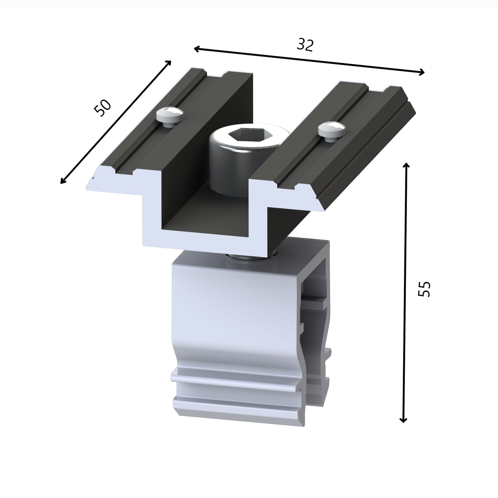 Click 2.1 Alumero adjustable black middle buckle with pins