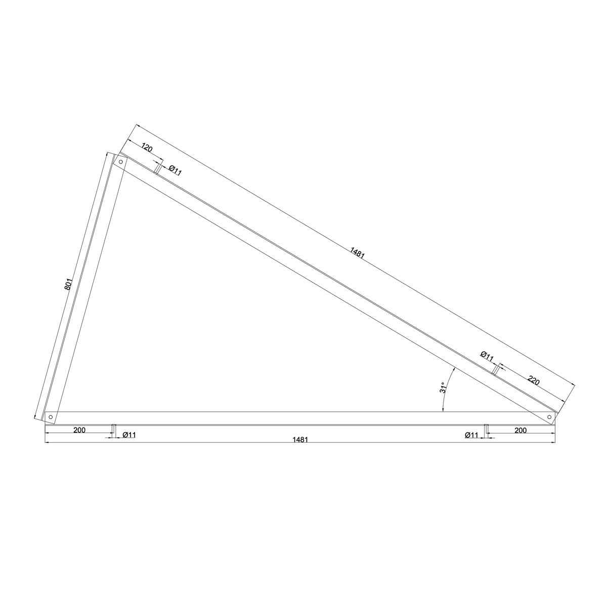 Mounting triangle 30 degrees vertical