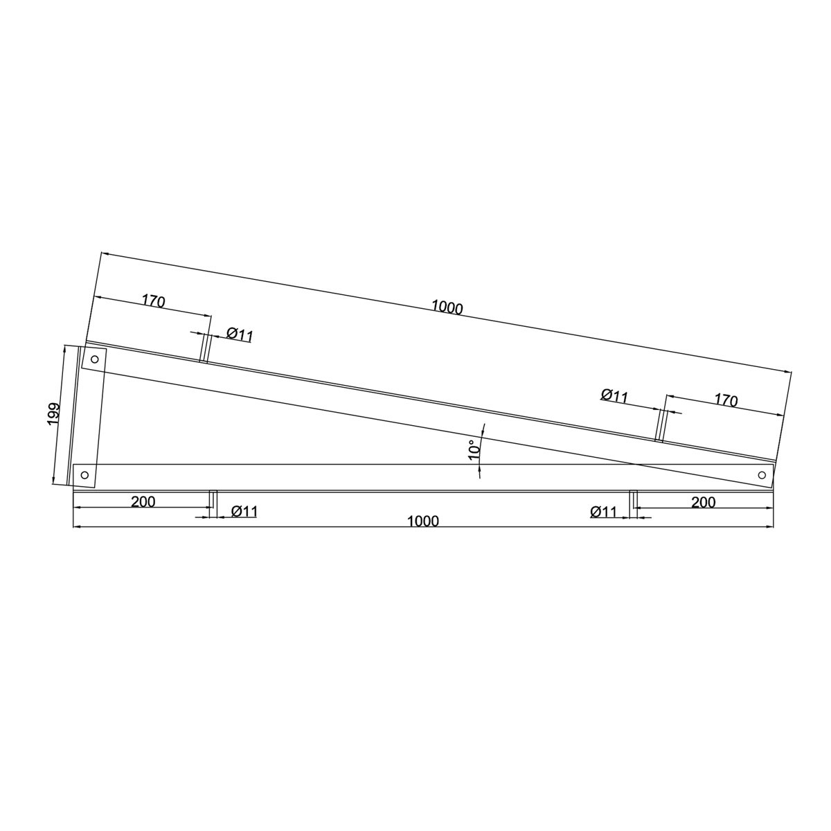 Mounting triangle 10 degrees horizontal