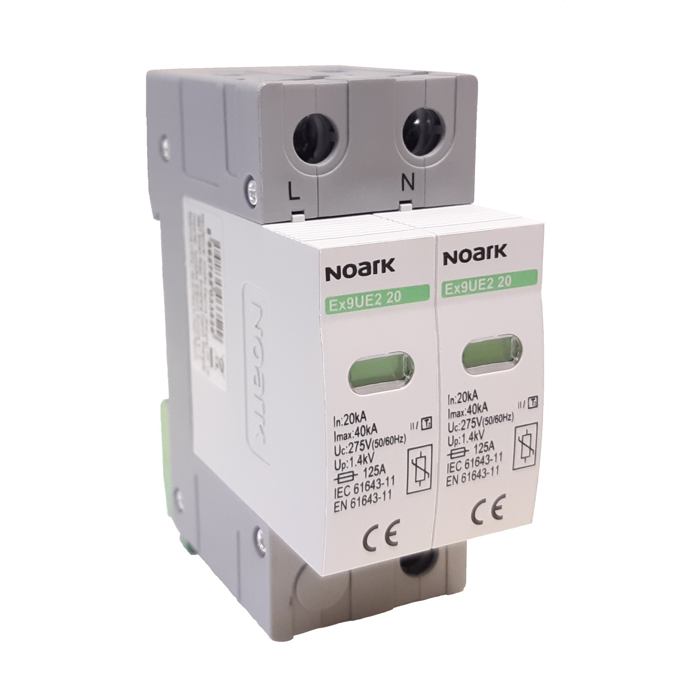 Surge arrester 2P AC 20kA 1 F Noark